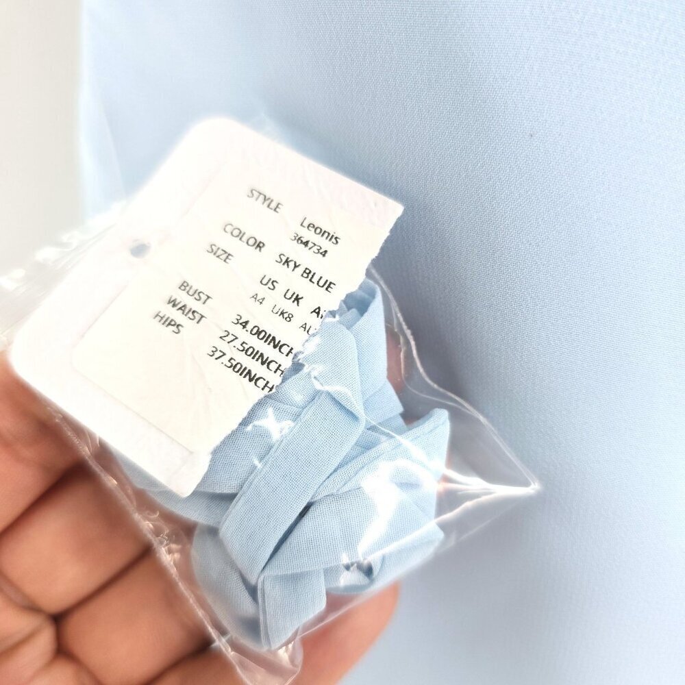 NWT Azazie Baby Blue Corset Sky LOng Gown Dress Women Size A4 - Picture 11 of 11